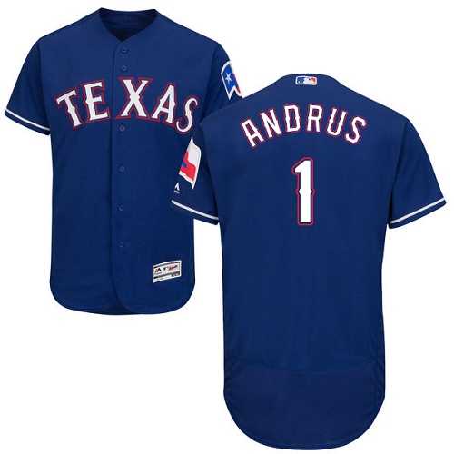 Rangers #1 Elvis Andrus Blue Flexbase Authentic Collection Stitched MLB Jersey - Click Image to Close